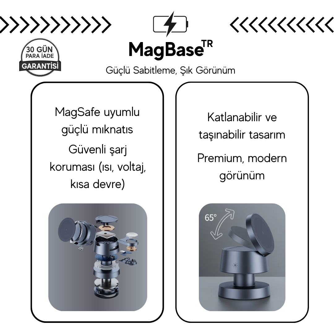 MagBaseᵀᴿ - 4'ü 1 Arada Manyetik Şarj Standı
