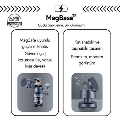 MagBaseᵀᴿ - 4'ü 1 Arada Manyetik Şarj Standı